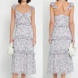 Anthropologie OPT floral ruffle midi dress sz M